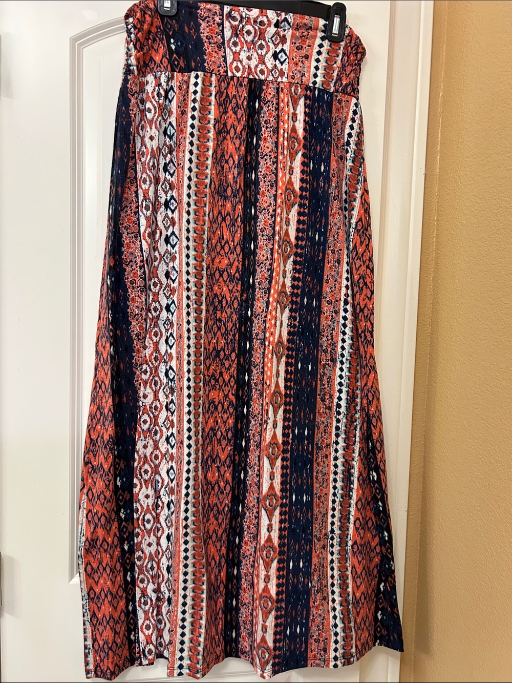 Maurices Melon and Navy Striped Boho Maxi Skirt